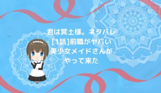 君は冥土様 ネタバレ 1話 前職がヤバい美少女メイドさんがやって来た 男は黙って少年漫画